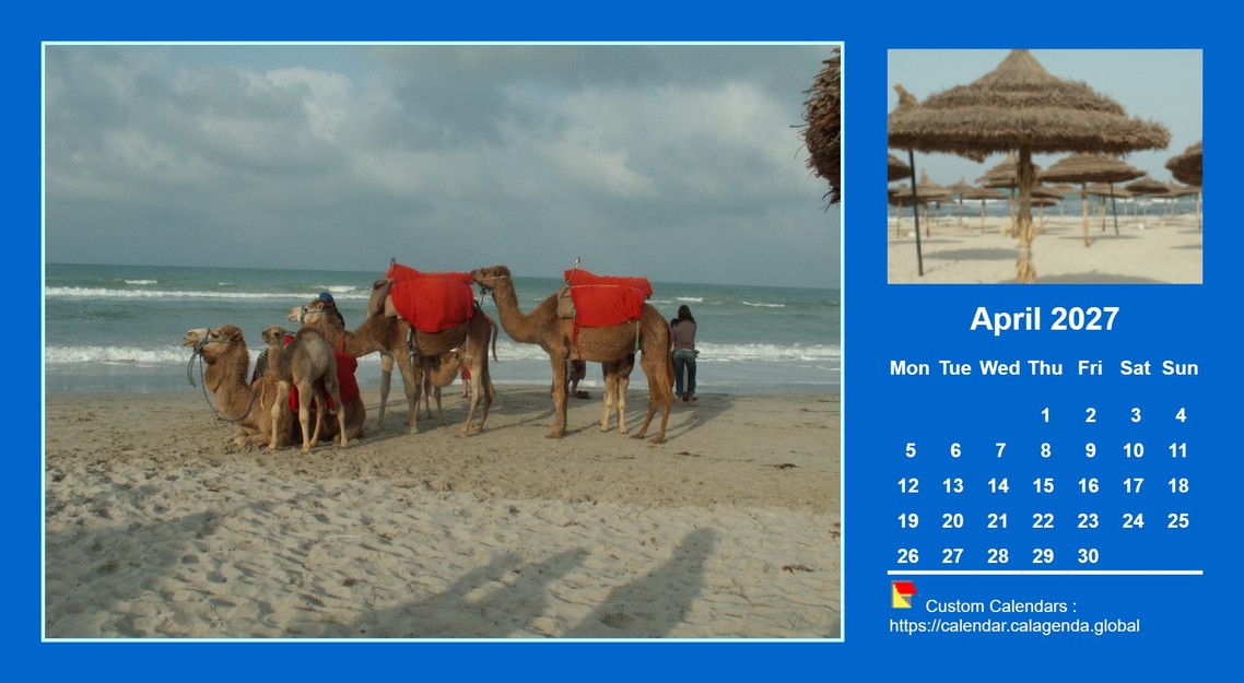 Calendar monthly 2027 with two photos