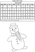 January 2027 coloring calendar