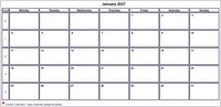 Calendar January 2027