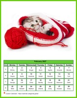 February 2027 calendar of serie 'cats'