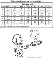February 2027 coloring calendar