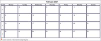 Calendar February 2027