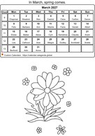 March 2027 coloring calendar