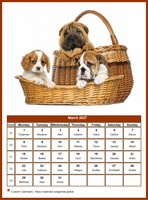 March 2027 calendar of serie 'dogs'