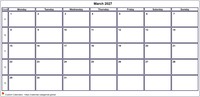 Calendar March 2027