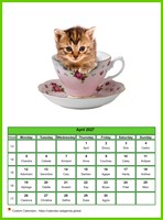 April 2027 calendar of serie 'cats'