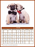 April 2027 calendar of serie 'dogs'