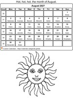 August 2027 coloring calendar
