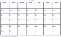 2027  calendar August blank format landscape