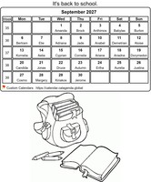 September 2027 coloring calendar