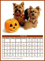 October 2027 calendar of serie 'dogs'