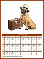 November 2027 calendar of serie 'dogs'
