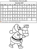 December 2027 coloring calendar