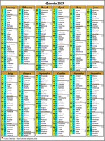 Annual calendar 2027 - 6 columns - portrait