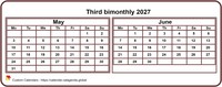 Two months calendar 2027 mini white