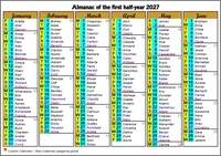 2027 biannual calendar of landscape format in columns