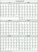 2027 half-year calendar - portrait format