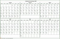 2027 half-year calendar - landscape format