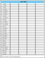 January 2027 schedule
