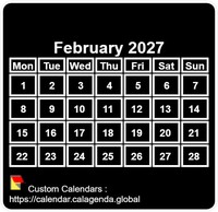 January 2027 mini black calendar
