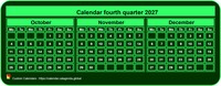 2027 quarterly mini green calendar