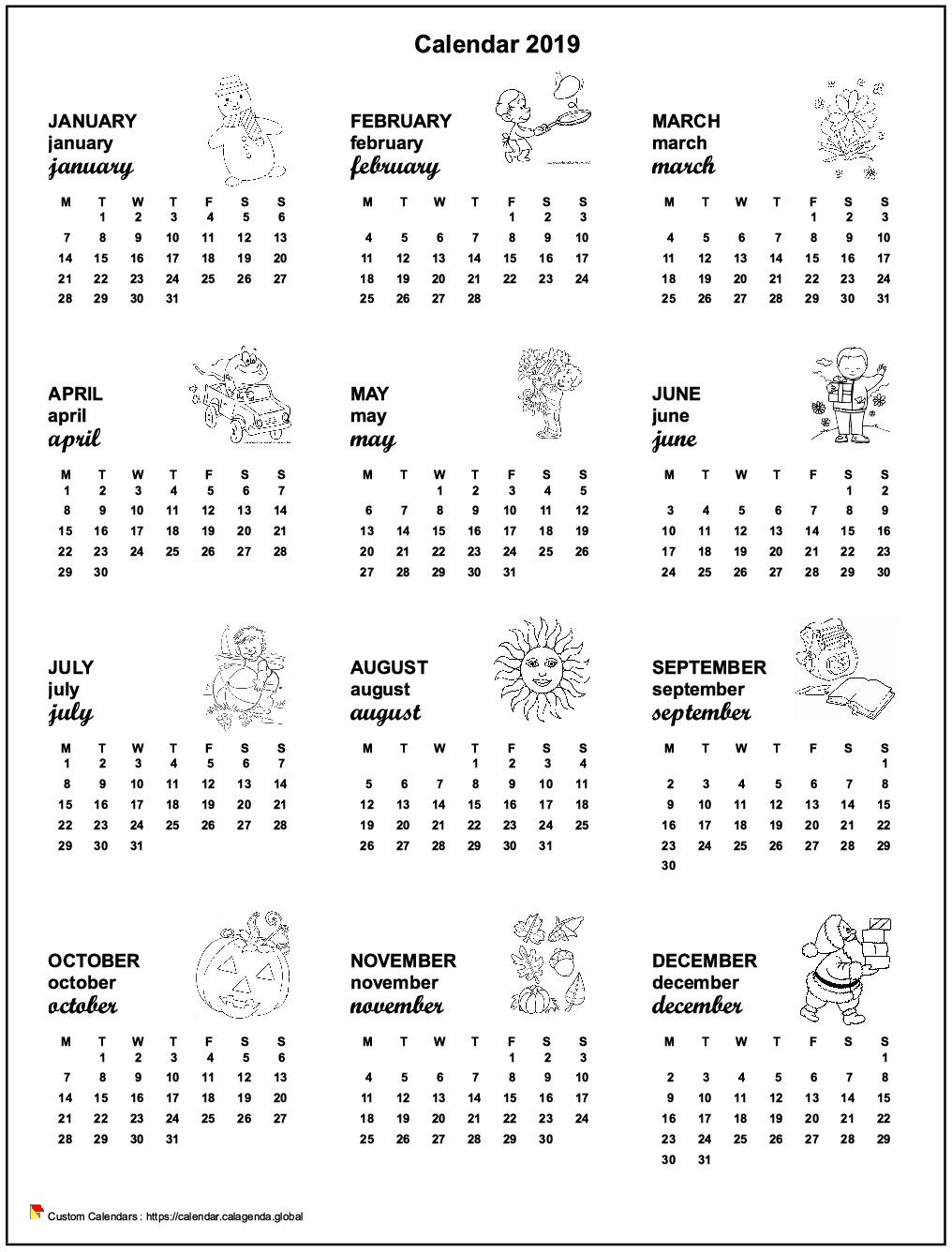 Calendar 2039 annual maternal and primary school