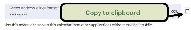 Secret address in iCal format